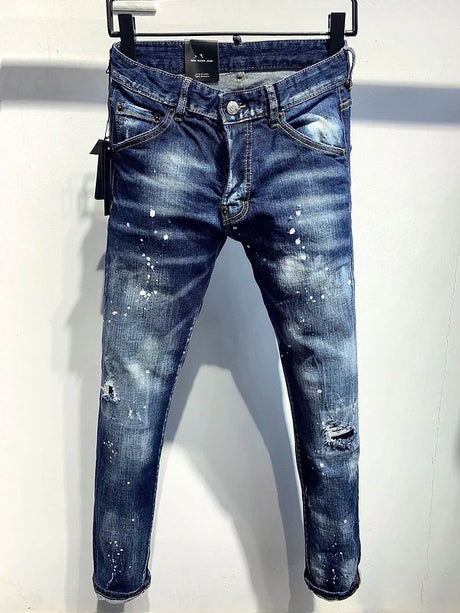 new BRAND Men Jeans Badge Printed dsq2 Coolguy Boy Long Pants Straight Multiple Pockets Hole Skinny Diamond-embedded jeans pant