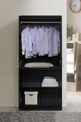 2 Door Wardrobe with Adjustable/Removable Shelves & Hanging Rod, Black