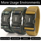 TUSHI NEW Quick Release Aluminum Alloy Pluggable Buckle Elastic Belt For Men Durable Tactical Belts Cowboy Outdoor Army Hunting