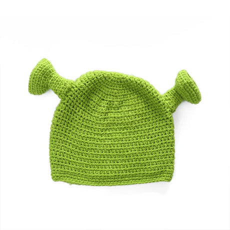 Stylish Men's And Women's Green Hand-woven Wool Hat Balaclava Monster Shrek Party Fun Beek Ear Head Hat