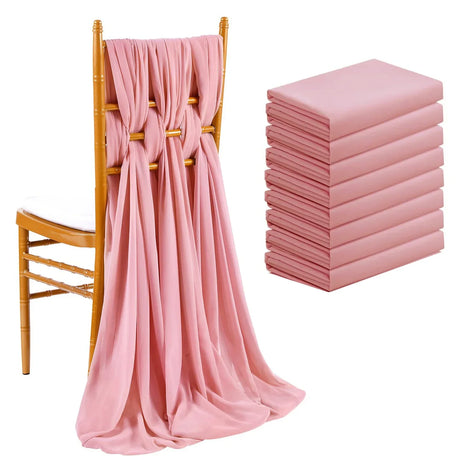 8pcs Wedding Chair Decors Chiffon Chair Sashes Wedding Party Banquet Event Baby Shower Valentine's Day Wedding Decor,30X180CM