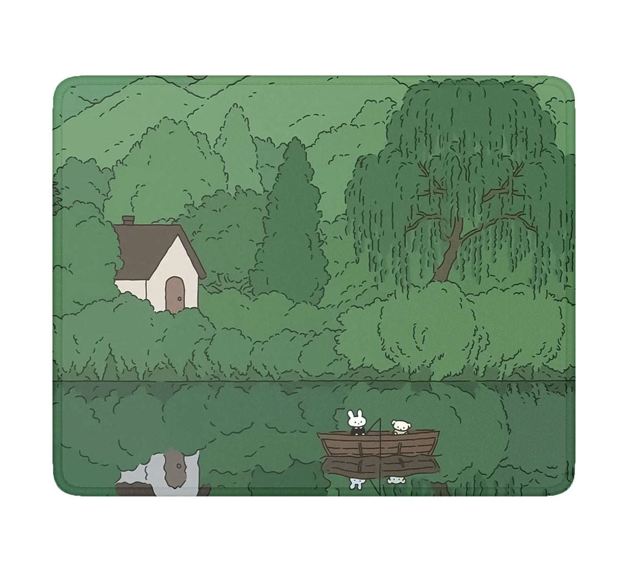 Cute Desk Mat Kawaii Green Forest Mousepad Small Japanese Nature Gaming Mouse Pad Anime Aesthetics Scenery Japan Computer Pads