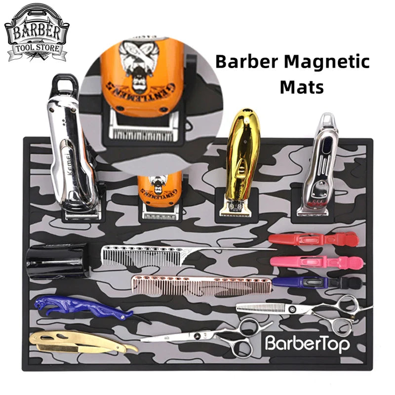 Barber Tools Magnetic Mats Anti-slip Flexible Rubber Scissors Storage Pad Salon Countertop Heat Resistant Hairdresser Organizer