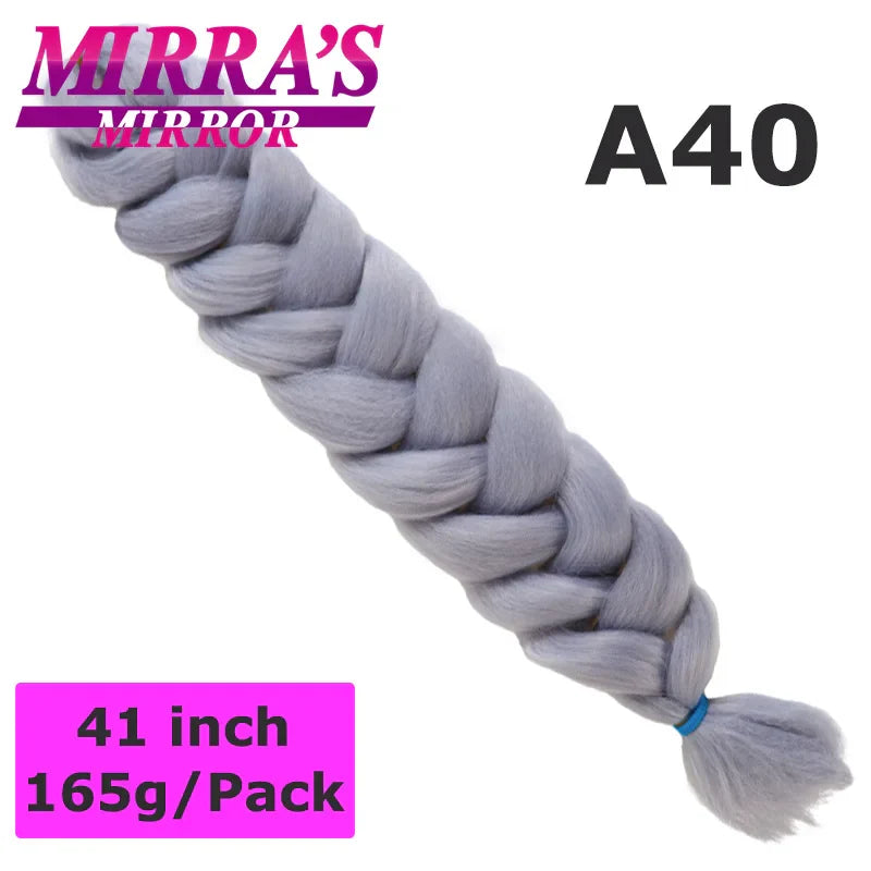 Mirra's Mirror 5 Packs Long Braiding Hair 82 Inch Jumbo Braid Hair Extensions Pure White Yellow Red Blue Synthetic Hair For Bulk