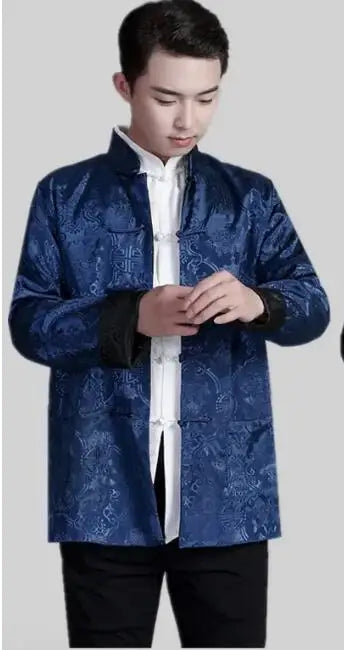 Unisex Coat Two Sided Traditional Chinese Outfit Tang Suit Long Sleeve Hanfu Top Kung Fu Coat Jacket Uniform for Men tai chi