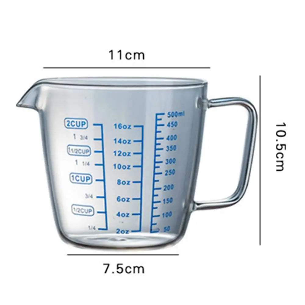 250ml/500ml Heat Resisting Glass Measuring Cup With Handle Milk Water Scale Microwave Tool Food Grade Bakeware Kitchen Accessory