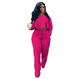 European and American women's new autumn and winter ruffle long sleeved women's high waisted wide leg pants two-piece set