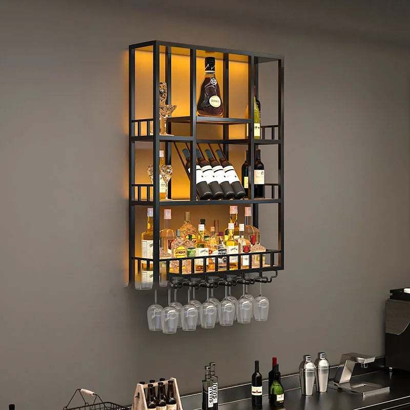 Club Hanging Wine Cabinet Shelf Whisky Liquor Display Metalic Bar Cabinet Industrial Modern Armario Para Vinos Home Furniture