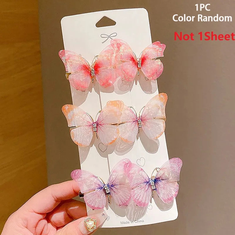 1pc Random Colorful Butterfly Hairpins Girl Hair Clips Barrettes Women Sweet Hair Ornament Rainbow Headwear Fashion Hair Accesso