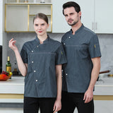 Grey Short Sleeve Chef Jacket Chef Uniform for Men Women Kitchen Restaurant Uniforms Shirts Summer Cook Coat Waiter Clothes