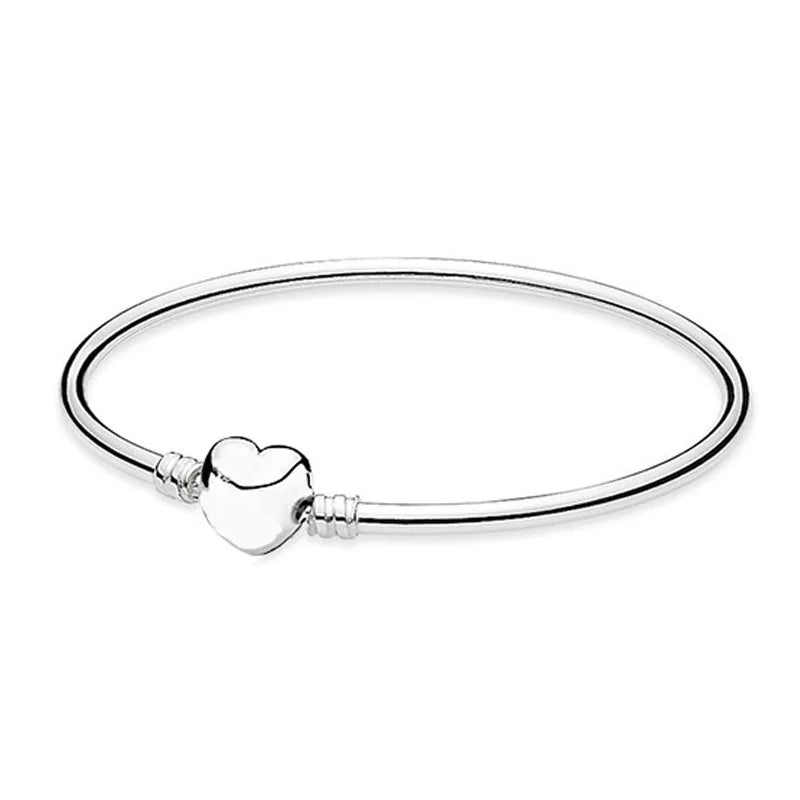 New 925 Sterling Silver High Quality Womens Bangle Classic Bucket Clasp Bracelet Fit Original Charm Bead Pendant Jewelry DIY