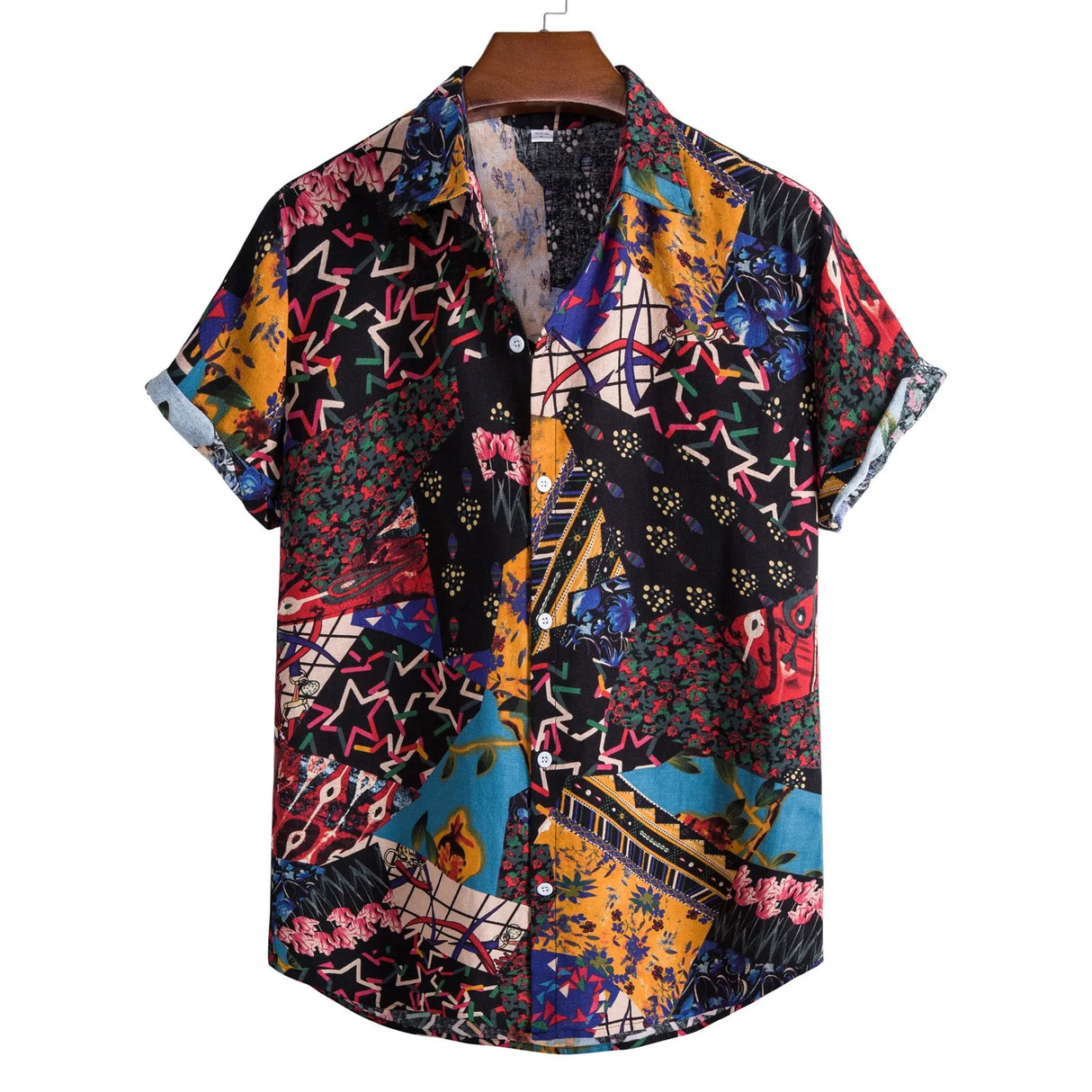 2023 New Hawaiian Red Leaf Tropical Shirts Floral Men Dazn Tops Summer Casual Short Sleeve Button Chemise Loose Vacation Beach