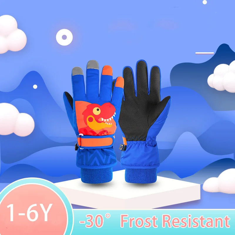 Thicken Baby Winter Gloves Coral Fleece Waterproof Child Ski Gloves Snowboard Outdoor Sports Kids Snow Mittens for Girls Boys