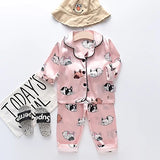 Toddler Girls Silk Satin Pajamas Sets Cartoon Kids Boys Pyjamas Baby Sleepwear Suit Girl Casual Home Wear Clothes Boy Loungewear