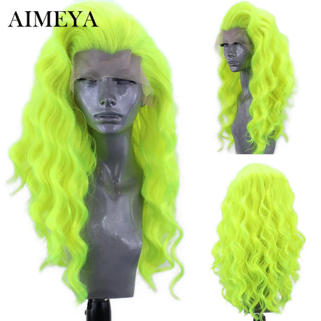 AIMEYA High Temperature Fiber Lace Wigs for Women Pink Hair Synthetic Lace Front Wig Long Hair Wavy Wigs Heat Resistant Cosplay