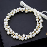 Bridal Sweet Headband Headpieces Banquet Pearls Headdress Simple Chain Hair Vine For Banquet Wedding Masquerade Hair Jewelry