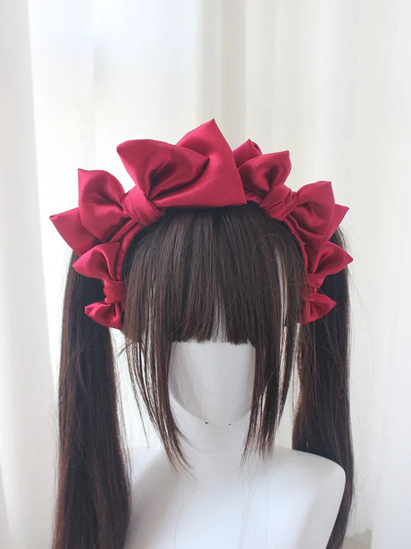 Original Design Solid Color French Doll Bow Tie Hair Hoop Lolita Versatile Retro Vintage Hair Accessories Headband KC