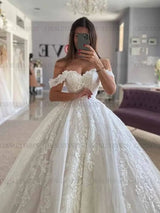 Shinny Fashion Wedding Dress For Women Sweetheart Applique Tulle Wedding Dress Luxury Sexy Dresses For Women فستان حفلات الزفاف