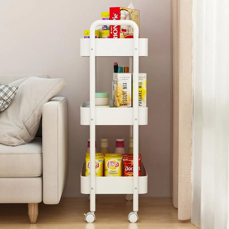 Small Cart Storage Rack Kitchen Bedroom 3 Layers Snacks Mobile Cart Bathroom Storage Rack Kitchen Islands Trolleys Rolling Cart