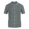 2024 Men's Summer Short Sleeve Polo Shirts Knitted Lapel Cardigan Top Stripe Stitching Men Polo Tee Shirt Fashion Camisa Hombre