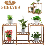 4/5-Shelves Plant Flower Stand Indoor Outdoor Wooden Plants Shelf Home Garden Pots Flower Rack Planter Display Shelf Plant Stand