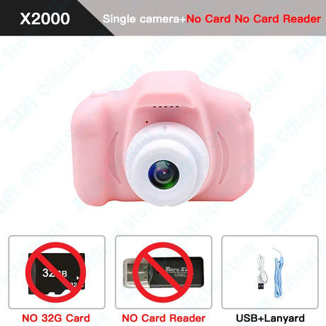 Children Camera Waterproof 1080P HD Camera Video Toys 2 Inch Color Display Outdoor Camera SLR Camera Kid Toy+32G Memory Card