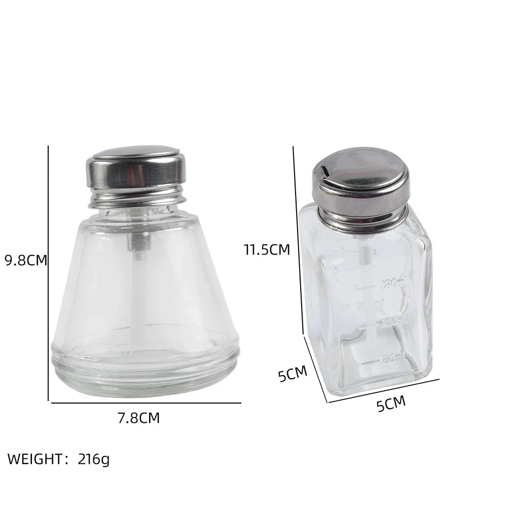 1Pcs 180ml Nail Refillable Glass Bottles Empty Press Pump Dispenser Nail Art Polish Remover Cleaner Makeup Bottle Manicure Tool