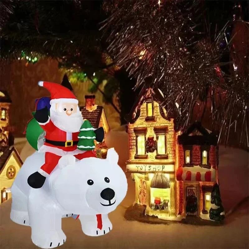 Christmas Inflatable Decoration Toy Built-in LED Lights Inflatable Model Indoor Outdoor Ornament Xmas Party New Year Garden Deco