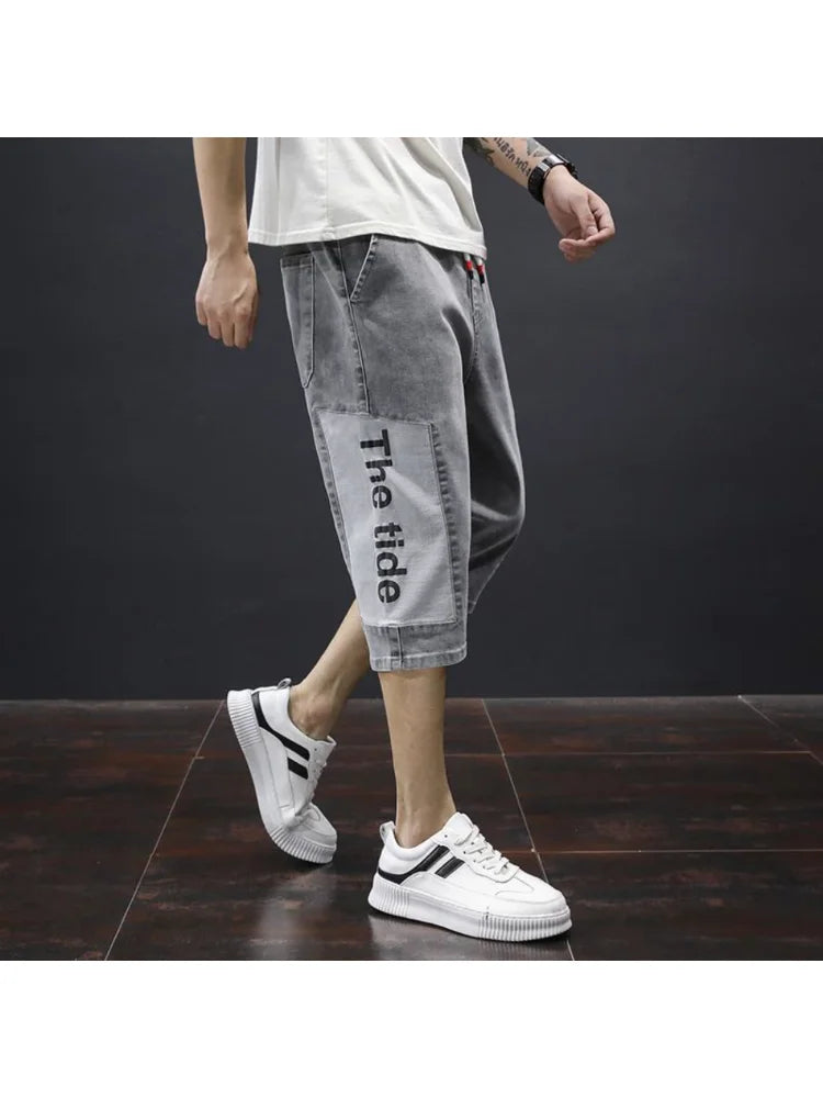 Summer Men's Casual Cotton Cargo Shorts Overalls Long Length Multi Pocket Hot breeches Military Capri Pants Male Cropped Pants