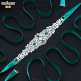 TOPQUEEN Multiple Styles Green Belt With Diamonds Bridal Wedding Accessories Rhinestone Women'S Dresses Evening Girdles S30