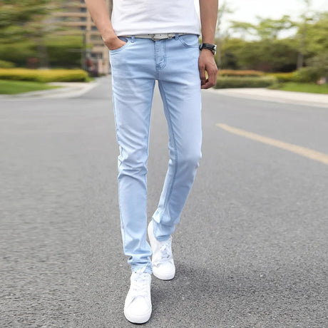 Men's Slim Little Feet Elastic Baggy Jeans Korean Fashion Streetwear Cargo Denim Pants Men Clothing