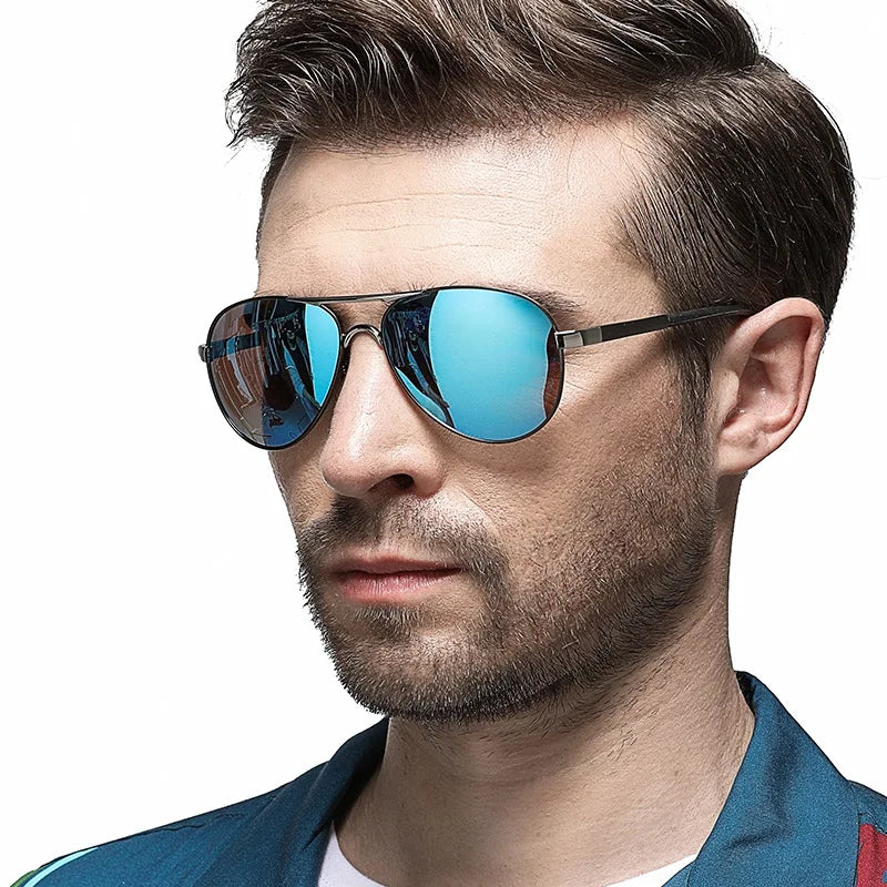 AOWEAR Men's Aviation Sunglasses Men Polarized Mirror Sunglass for Man HD Driving Pilot Sun Glasses lunettes de soleil homme