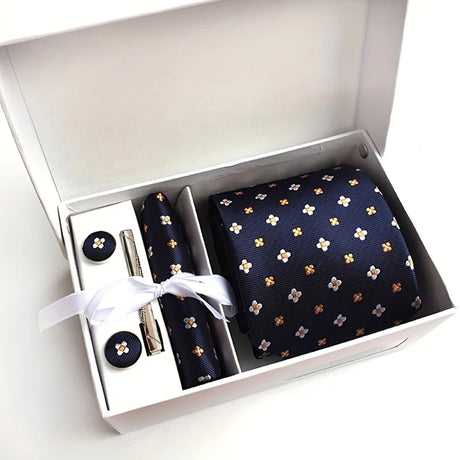 Men's Tie Gift Box 3 Piece Of Sets Tie Pocket Square Cufflinks Tie Clip