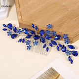 Blue Crystal Hair Comb Bride Tiaras For Women Shiny Alloy Hairpin Clip Fashion Wedding Hair Accessoreis 2023 New Tiaras Gifts