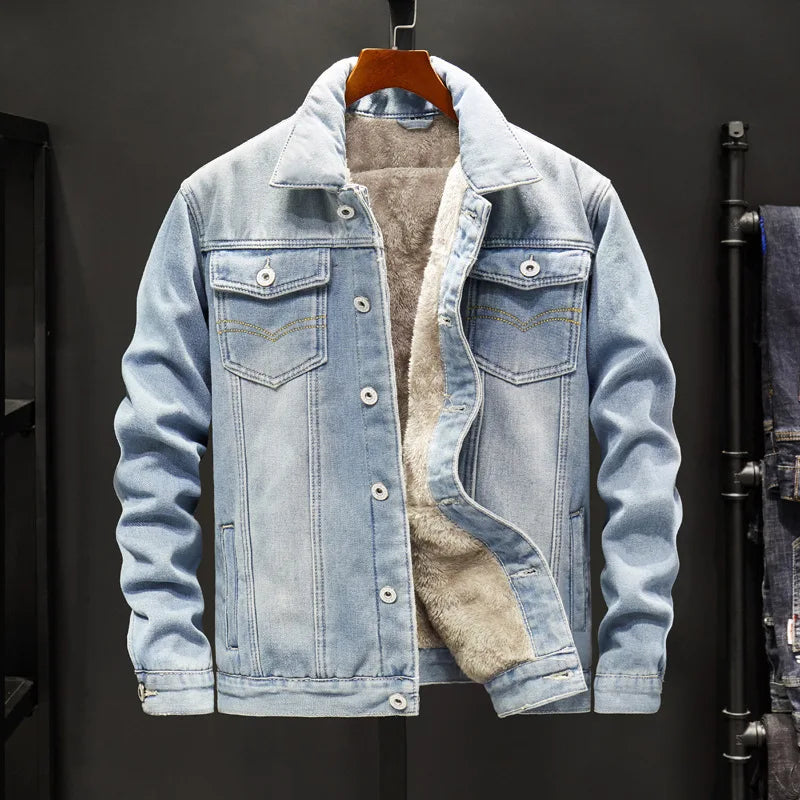 Winter Padded And Thickened Denim Jacket Men's Denim Casual Jacket