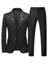 Fashion Brand Men's Jacquard Suit Classic Black / White / Blue Business Wedding Banquet Party Dress Men Blazers and Pants