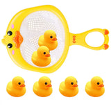 Baby Bath Toys for Kids Bathtub Duck Toy Set,Kids Floating Bath Toys with 6 Pcs  Ducks Fishing Net, Bathroom Toddler Toys Water