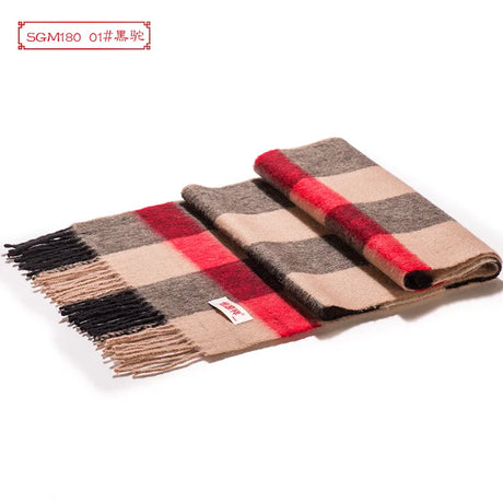 High Quality 100% Wool Scarf Men Autumn Winter Korean Long Warm Plaid Couple Muffler Male Soft Cashmere Thermal Shawl Gentlemen