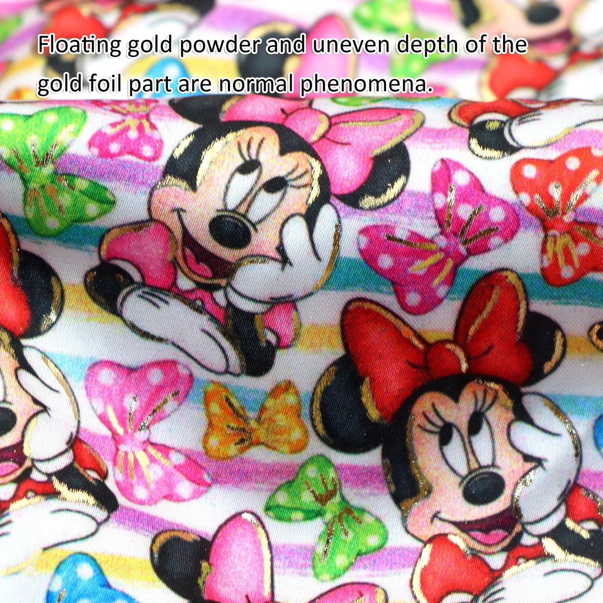 50*145cm Disney Winnie Golden Foil Satin Fabric DIY Sewing Apparel Textile Great Head Scarf Furniture Digital Printing Clothing