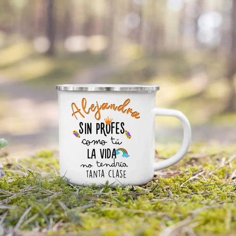 Spanish Print Mug Coffee Tea Cups Drinks Water Cup Teacher Life Enamel Mugs School Home Handle Drinkware Best Gifts for Teacher