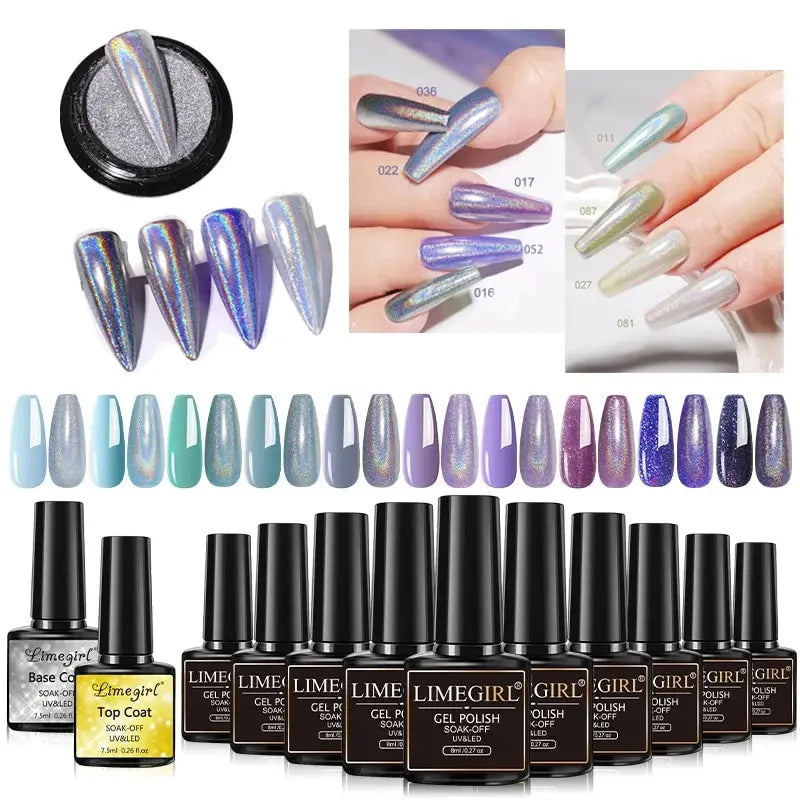 Gel Nail Polish Without UV Lamp Set Nail Powder Glitter Popular Spring Colors Semi Permanent Soak Off Manicure Kit Base and Top