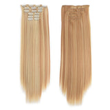 Synthetic Clip in Hair Extensions 6 Pcs/Set 16 Clips Long Straight Hairpieces Clip On Hair Extension for Women Blonde