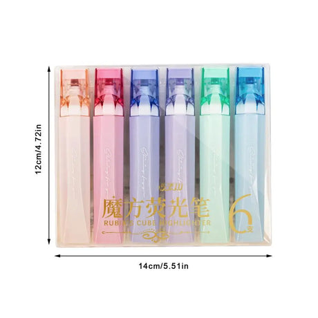 6Pcs/set Pastel Flat Single Head Light Color Oblique Drawing Highlighters Fluorescent Pen Markers for School Office Supplies