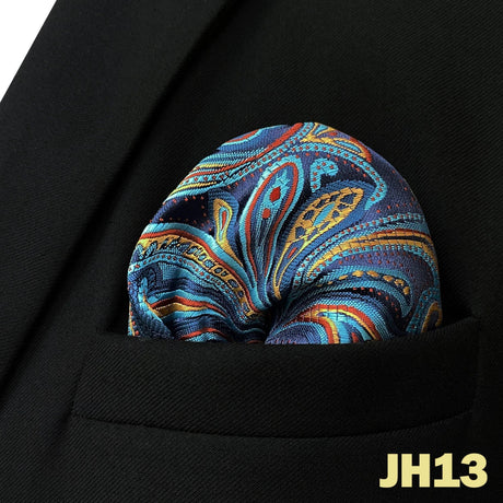 Blue Floral Paisley Mens Pocket Square Classic Silk Purple Hanky Business Fashion Handkerchief Wedding