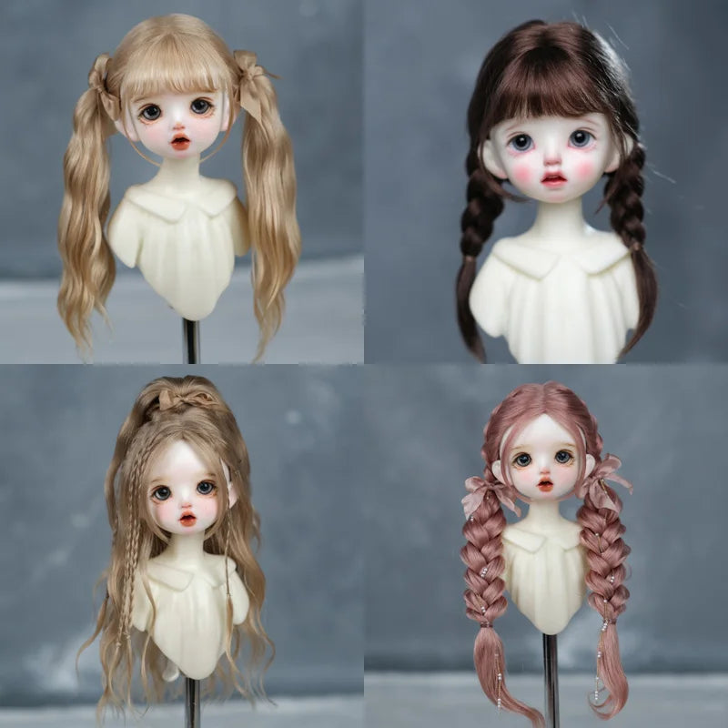 1/6BJD Wig Bangs Ponytail Curly Soft Mohair Wig Braids Suitable for 30cm DD SD Doll Wig Toy Accessories 6-7 Inches Hair