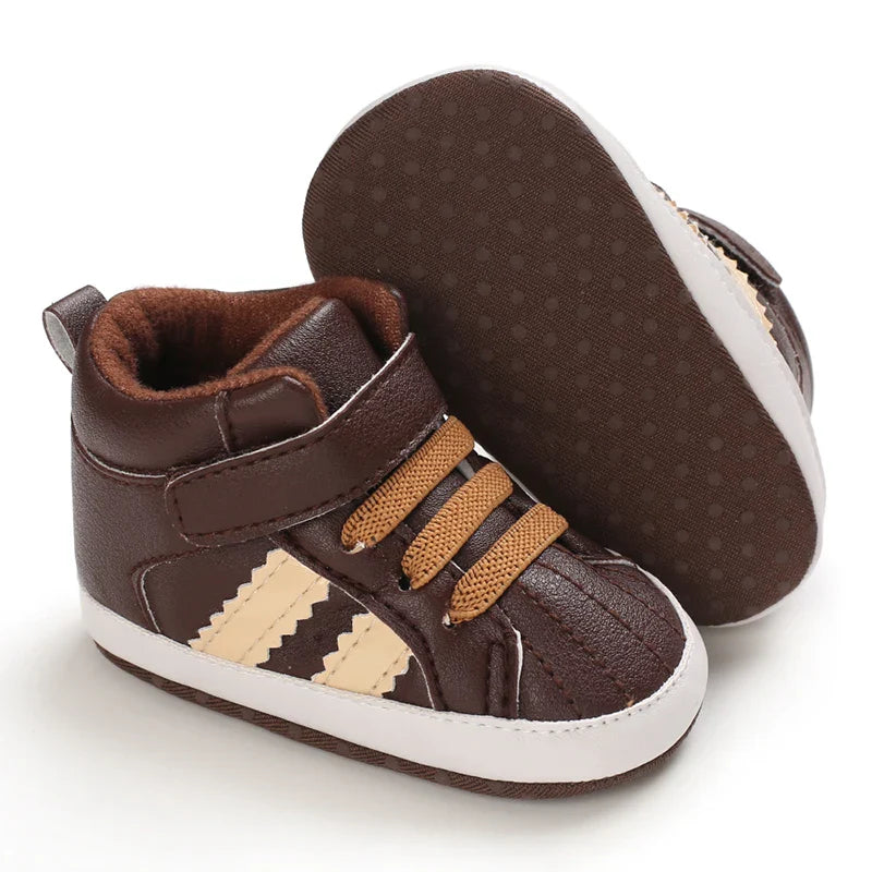 Newborn Boys' Middle top and High top fashion sneakers Boys' and Girls' casual soft cloth bottom anti slip First Walkering shoes