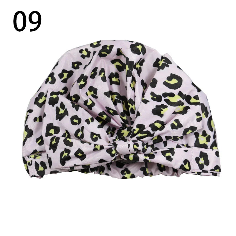 Waterproof Cap Elastic Bow Nightcap For Women Satin Shower Hair Bonnet Sleeping Cap Spa Bathing Hair Accessory Bathroom Product