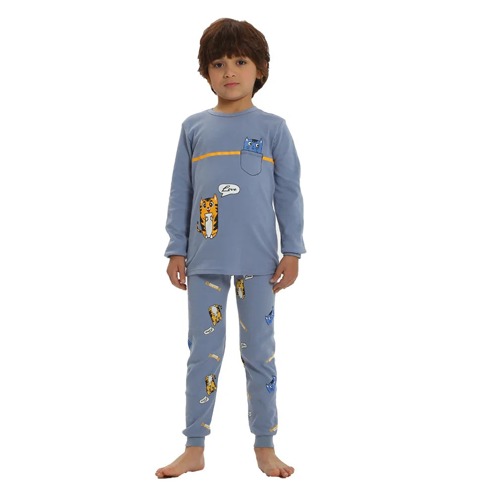 Autumn Cotton Sleepwear Sets for Children Baby Girls Lovely Heart Pajamas 2Pcs Long Sleeve Shirts+Pants Loungewear Kids Clothing