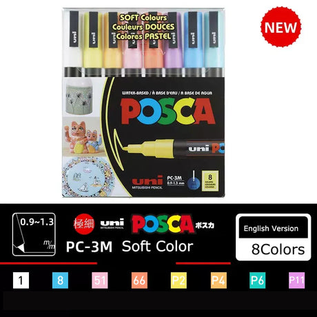 Japan Posca Marker Pen Set Non-Toxic Utilies Escolares Used On Multiple Materials Paper Cloth Glass Canvas Ceramic Plastic Safe