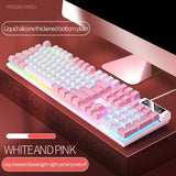 Pink Keyboard and Mouse Set 2 in 1 Combos Wired 104 Keys Pink Keyboard with LED Backlit and 1600DPI Mouse with RGB Backlit